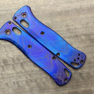 Flamed TOPO engraved Titanium Scales for Benchmade Bugout 535