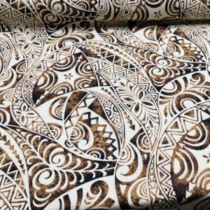 Originals by HITOMI Brown Swirly Tribal 100% Cotton Hawaiian Print Fabric Sold by The Yard, Red