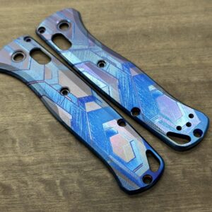 Blue Flamed FALCON engraved Titanium Scales for Benchmade Bugout 535