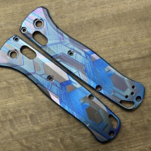 Blue Flamed FALCON engraved Titanium Scales for Benchmade Bugout 535