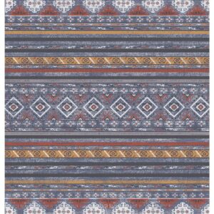 RUGSURE Washable Area Rugs 4' x 6' - 1/6 Thick - Moroccan-Inspired -Stain & Water Resistant Non-Slip - Resistant Rug for Living Room, Bedroom, Nursery, Pet & Child Friendly (Blue and Red)