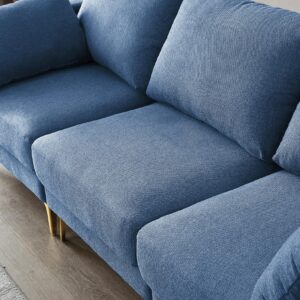 N NOORDENIYA 93'' L Shape Sectional Sofa Couch, Sectional Couch Reversible Chaise with Footstool Ottoman, 3-Seater Sofa Couch Set for Apartment, Living Room, Bedroom, Office. Blue Polyester