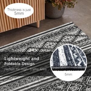 RUGSURE Washable Area Rugs 3' x 5 ' - 1/6 Thick - Moroccan-Inspired -Stain & Water Resistant Non-Slip - Resistant Rug for Living Room, Bedroom, Nursery, Pet & Child Friendly (Black)