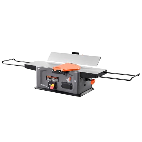 VEVOR Spiral Benchtop Jointer, 8-Inch, 2HP 10000 RPM Bench Top Wood Jointer, 18-Blade Spiral Cutterhead with Extendable Arm up to 6.5'' and 8x42.3'' Worktable 0-1/8'' Adjustable Depth, for Woodworking