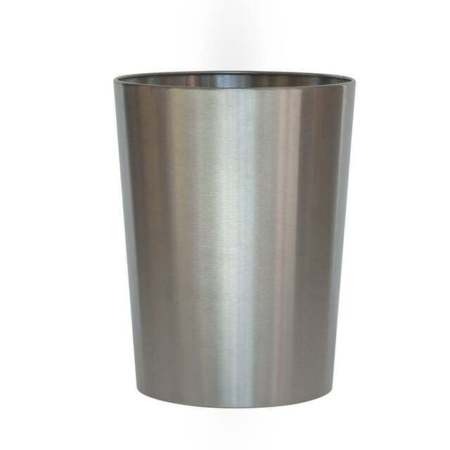 SFADFINW Brushed Nickel Metal Bathroom Wastebasket, 2.2 gal