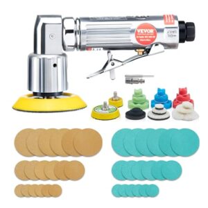 vevor 1/2/3 inch random orbital air sander, high-speed 15000rpm mini pneumatic sander for auto body work, 58pcs air powered sander kit with sandpapers, wool pad, wavy sponges