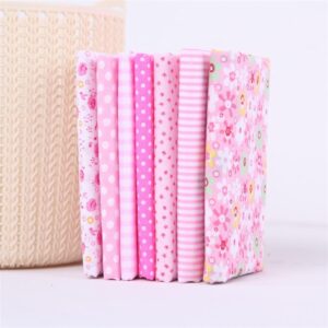 7pcs top pink cotton craft fabric bundle squares patchwork diy sewing scrapbooking quilting floral dot pattern craft and hobby fabric 10" x 10" (25cm x 25cm)