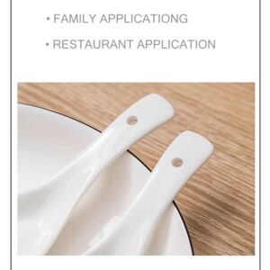 ACANDYL Asian Soup Spoon 6.75 inch Chinese Soup Spoons Ceramic Spoon Easy to Hold Non-slip Bottom for Pho Miso Wonton Ramen Dumpling Noodle Bright White Set of 12