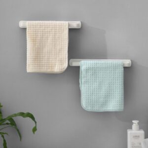 2pcs Sliding Rack Hand Towel Rack Punch Towel Wall Mounted Towel Holder Bathroom Towel Rods Coat Hangers Space Saving Towel Bar Organizer Stand Baby Rag Rack White Abs Scarf