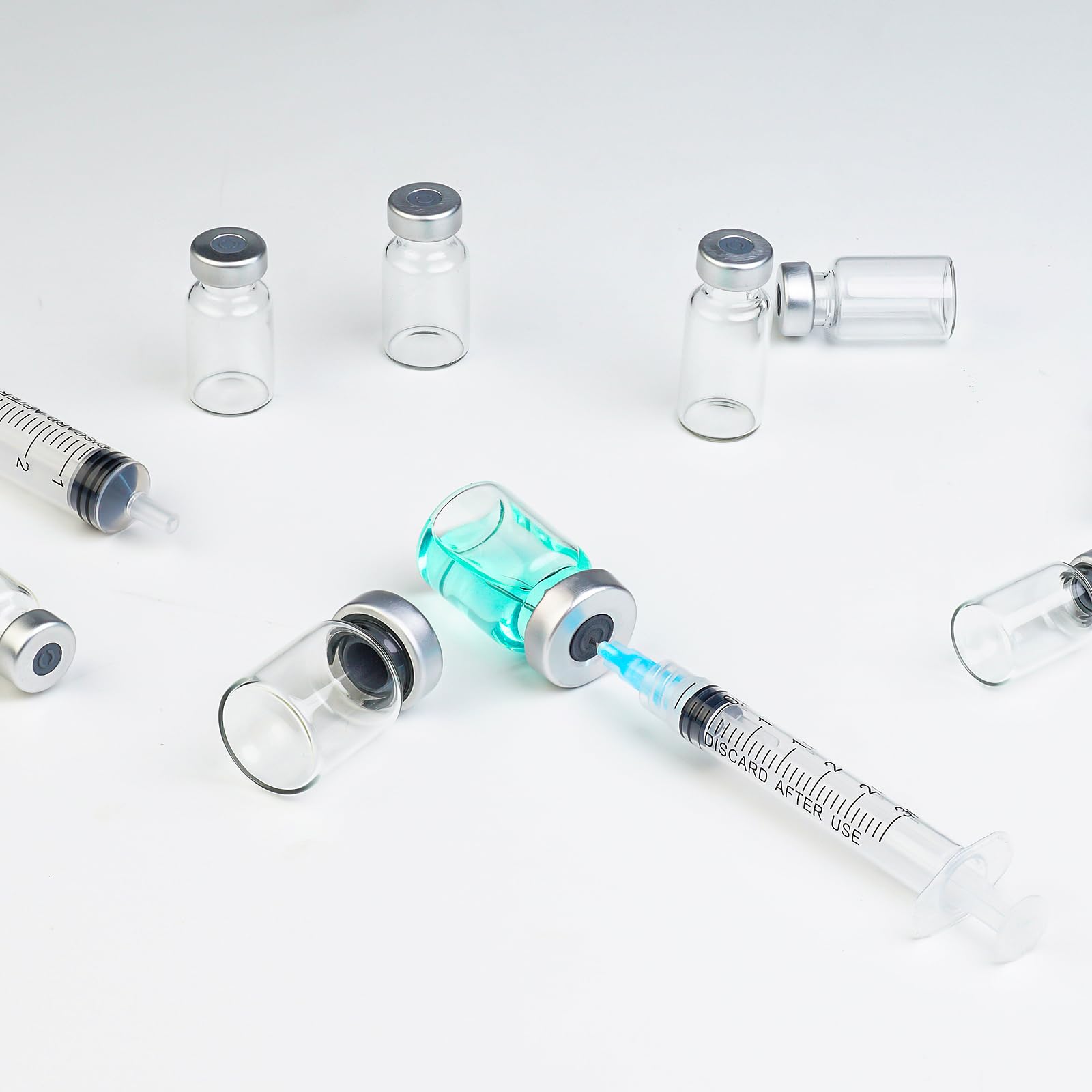 5ml Glass Vials for Injection, with Self Healing Injection Port, Transparent Sealed, Empty Vials for Injection (10, 5ml)