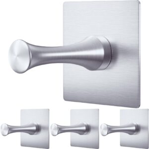 dgyb self adhesive hooks for hanging set of 4 adhesive wall hooks heavy duty stainless steel brushed nickel adhesive towel hooks for bathrooms waterproof stick on shower hooks for inside shower