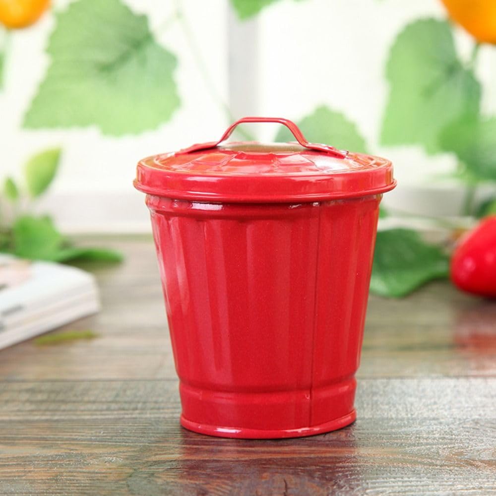 generic Mini Trash Can with Lid, Small Garbage Can, Countertop Wastebasket Garbage Lint Bin for Bathroom, Office, Kitchen, Desk, Coffee Table(red), AM0X3R0L0ZVUS