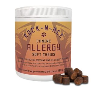 rock-n-ace canine soft allergy chews for dogs - 60 count - premium ingredients, made in usa - vet recommended - helps combat allergies & immune issues