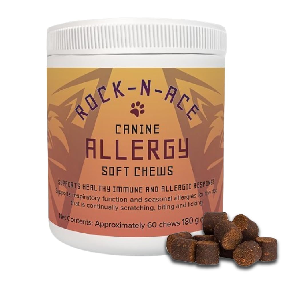 Rock-N-Ace Canine Soft Allergy Chews for Dogs - 60 Count - Premium Ingredients, Made in USA - Vet Recommended - Helps Combat Allergies & Immune Issues