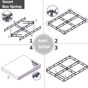 VTWAZAST 8 Inch Full Box Spring, Heavy Duty Metal Mattress Foundation, Easy Clean Fabric Bed Cover, Non-Slip, Noise Free, Easy Assembly