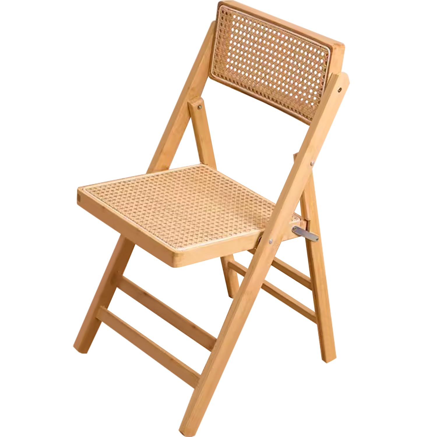 EHERDM Folding Rattan Chair with Backrest Foldable Solid Wood Rattan Chair Kitchen Dining Chair Patio Rattan Chair Garden Rattan Chair for Indoor and Outdoor Burlywood