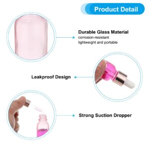 PATIKIL 15ml Glass Dropper Bottle, 6Pcs Leakproof Eye Dropper Essential Oils Sample Liquid Perfume Container for Storage Home Travel, Pink