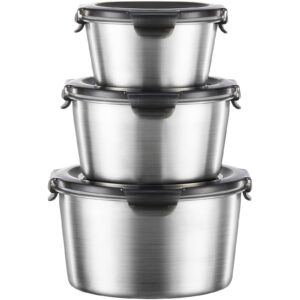 baalaka food storage containers, airtight food storage containers with lids, deli containers with lids, soup containers with lids stainless steel set of 3