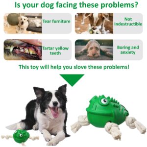 Generic New Indestructible Robust Rubber & Cotton Toad Dog Toy for Aggressive Chewers，Toad Shape Unbreakable Interactive Dog Chew Toys, Chew-Resistant Toad Squeaky Dog Toy for Teeth Cleaning, Green