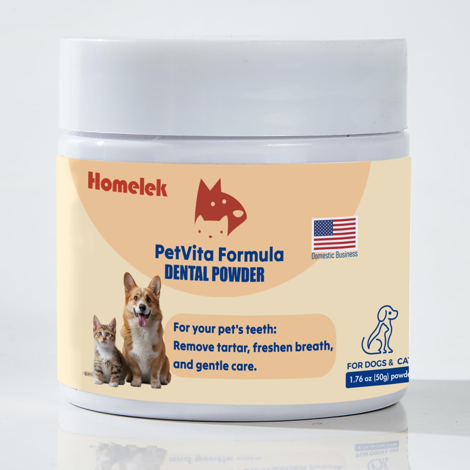 Pet Dental Powder - Breath Freshener, Teeth Cleaning, Solves Tartar & Bad Breath for Dog and Cat.