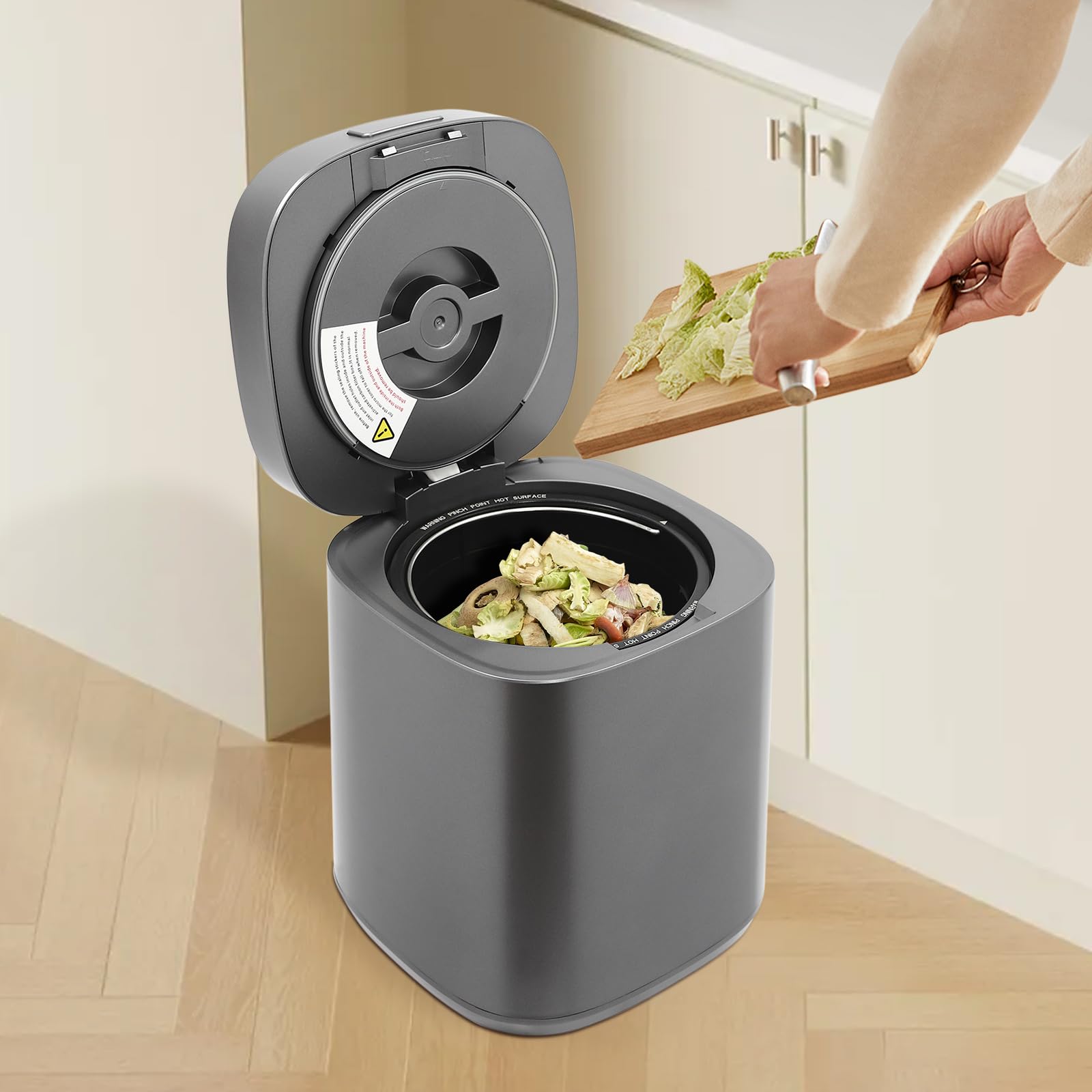 2.5L Electric Compost Machine Kitchen Mill Composter Bin Indoor Countertop Composting Machine with LED Display, Activated Car bon Odorless, Turn Food Waste and Scraps into Fertilizer for Garden Plants