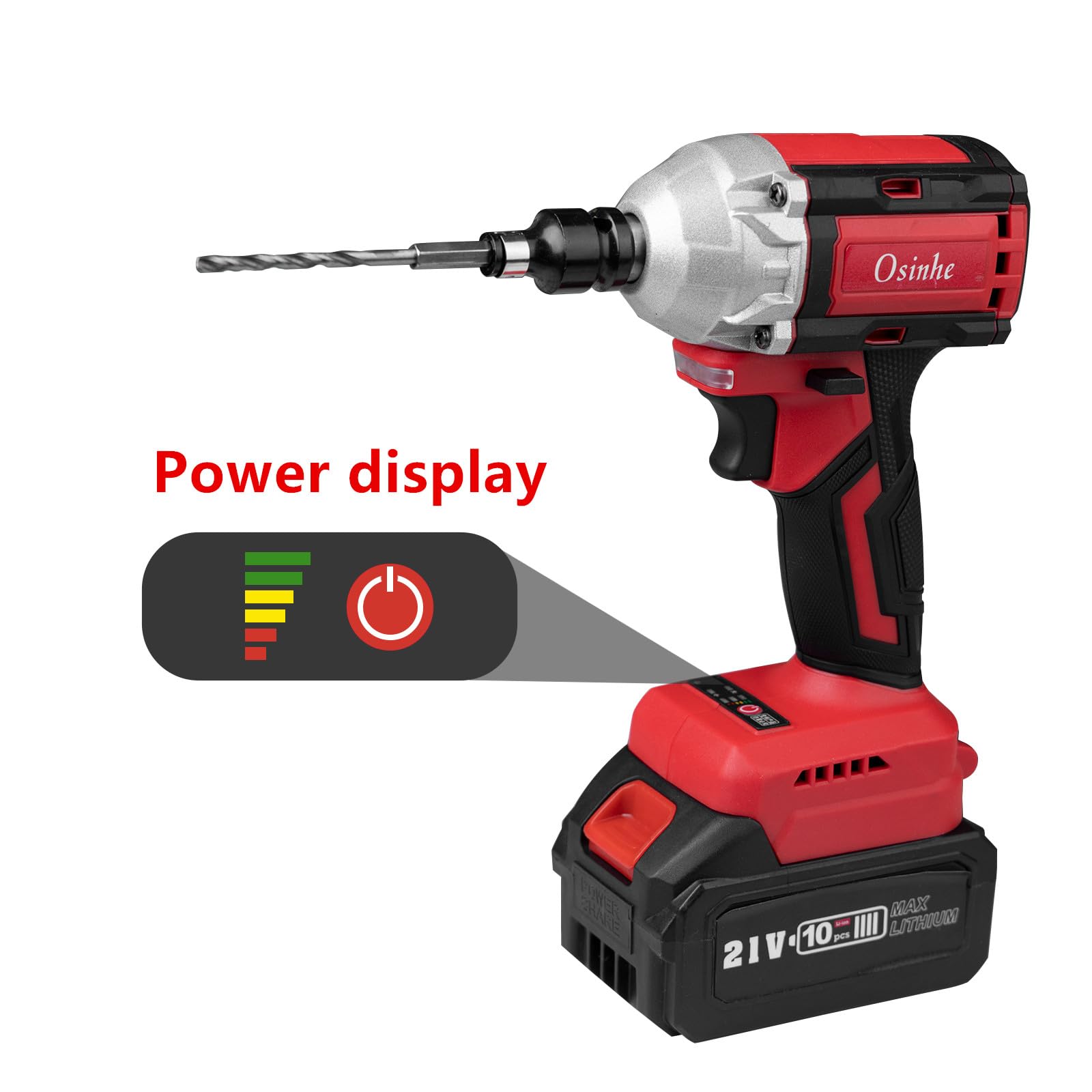 Osinhe 21V Cordless Impact Wrench, 406Ft-lbs (550N.m) Max Torque, Brushless 1/2 inch Impact Wrench, 1Pcs 4.0Ah Battery, Fast Charger, 5Pcs Driver Sockets, Drill & Screwdriver, Tool Box