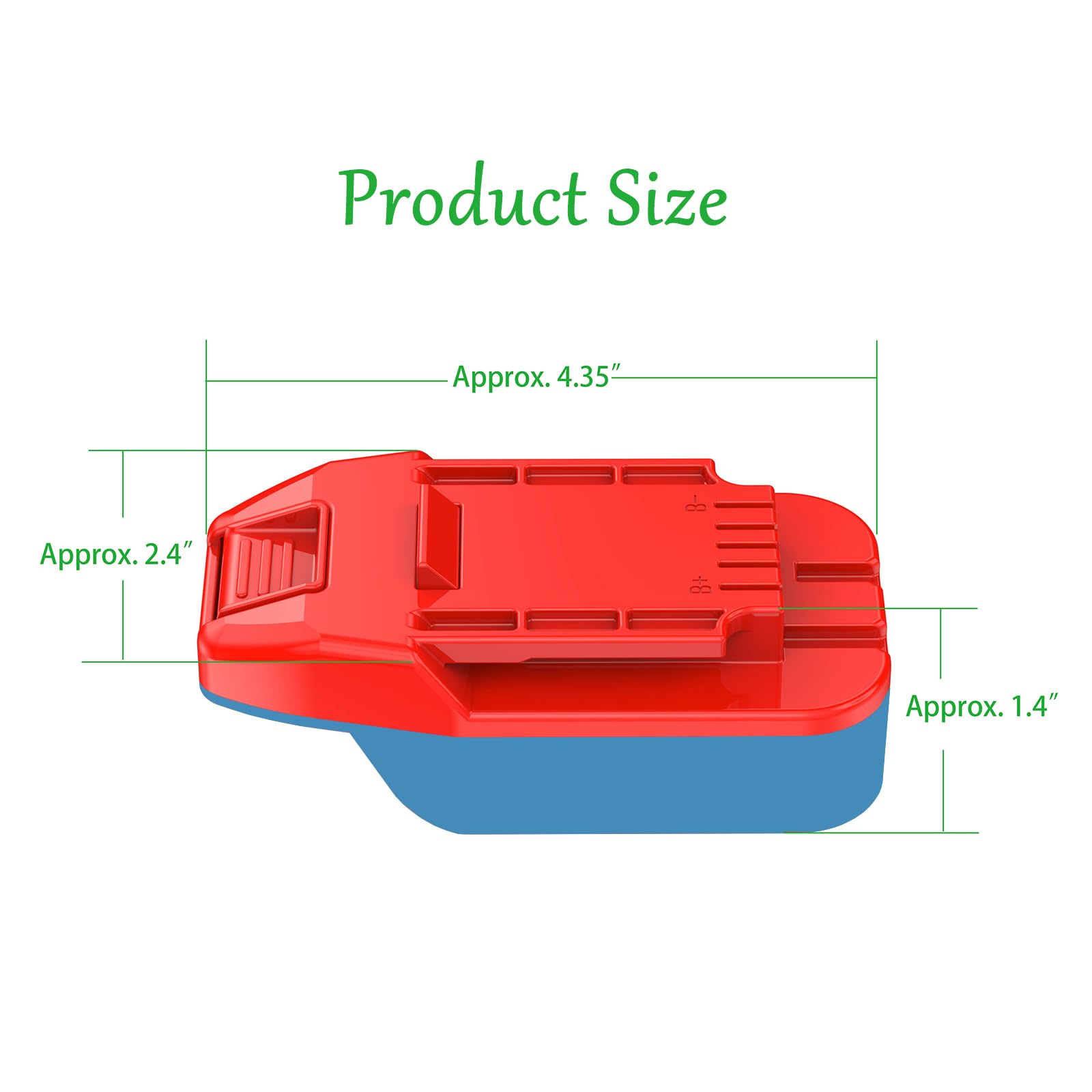 NovaQuantic Enhanced 2-in-1 Adapter for Bauer 20V Tools, Red-Blue, Compatible with DeWalt & Hercules 20V Batteries for Supply Power Only, No Charging Function, 1 Adapter Only