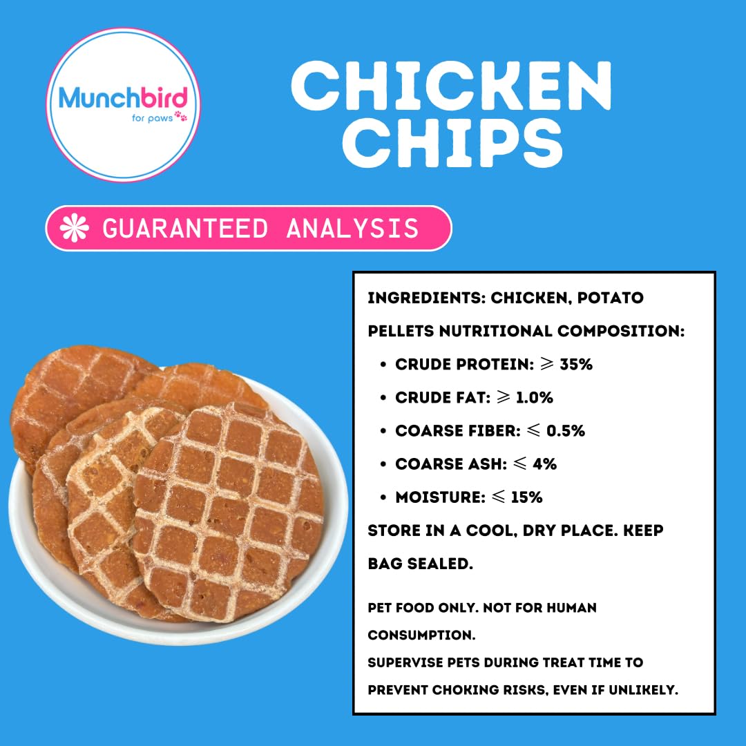 Chicken Chips Chicken Waffle Dog Treat Training Treats Lean Treats Dog Dehydrated Dog Treats for Small Medium Large Dog Puppy Chicken Treats for Dogs (3.5 OZ, Crunchy Chicken Chips)