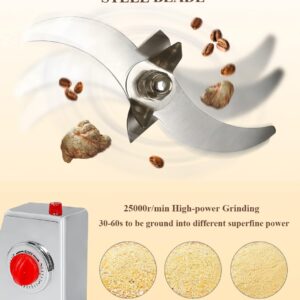 Electric Grain Grinder Mill 750g, Commercial Spice Grinder High Speed 2600W Swing Type 304 Stainless Steel Pulverizer Grinding Machine for Kitchen Dry Spice Herbs Grains Coffee Rice Pepper