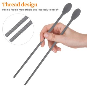 VOSAREA 2 Pairs Silicone Cooking Chopsticks Spoons 11inch Reusable Long Stirring Spoons Non-slip Stir Spoons Chopsticks Multi-function Kitchen Utensils