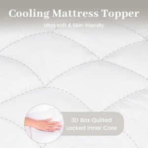 Cooling Mattress Topper Twin: 2 Inch Mattress Pad Cover,Ultra Soft Down Alternative Fill Pillow Top Cooling Bed Topper, Comfy Thick for Dorm Room Bunk RV