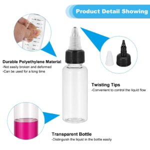 PATIKIL 1oz(30ml) Plastic Dispensing Bottle, 12Pcs Squeeze Empty Bottles with Black Twist Cap for Liquids, Inks, Oils, Sauces, Arts and Crafts, Transparent