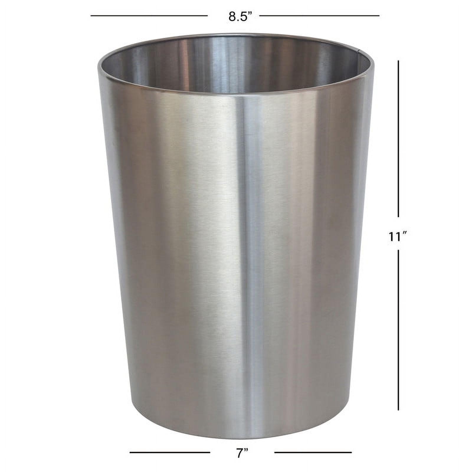 SFADFINW Brushed Nickel Metal Bathroom Wastebasket, 2.2 gal