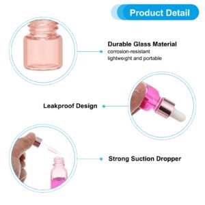 PATIKIL 3ml Glass Dropper Bottle, 12Pcs Leakproof Essential Oils Sample Liquid Perfume Container with Eye Dropper Label Funnel for Storage Home Travel, Pink