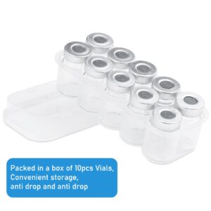 5ml Glass Vials for Injection, with Self Healing Injection Port, Transparent Sealed, Empty Vials for Injection (10, 5ml)