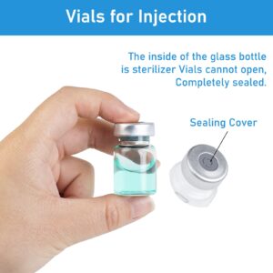 5ml Glass Vials for Injection, with Self Healing Injection Port, Transparent Sealed, Empty Vials for Injection (10, 5ml)