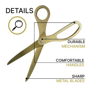 New Edition Grand Opening Scissors – 25'' Scissors Gold with Golden Blades for Ribbon Cutting Ceremony