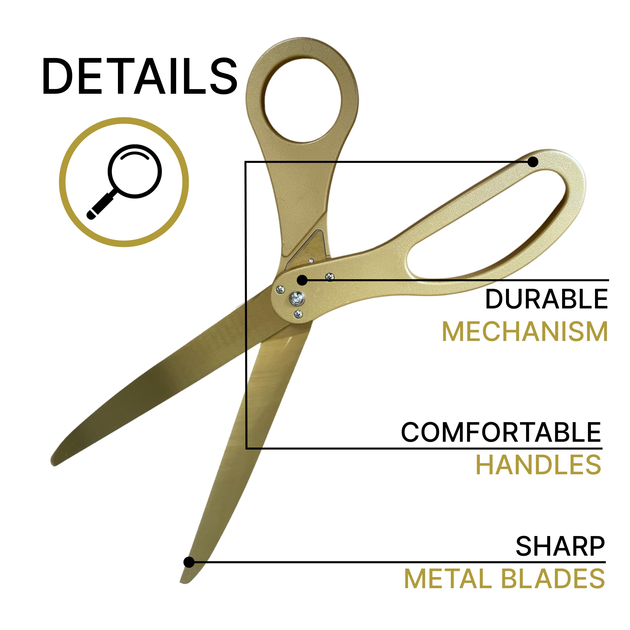 New Edition Grand Opening Scissors – 25'' Scissors Gold with Golden Blades for Ribbon Cutting Ceremony