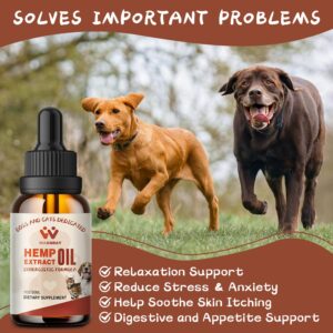 （2-Pack） Hemp Oil for Dogs Cats - Calming Drops Dog Relaxants - Help Pets Anxiety Stress Hip & Joint Pain Arthritis Sеizures Rеlief - Skin Нiр Jоint Hеalth - Organic Pet Hemp Oil Drops