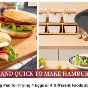 Generic Juvenixs Egg Frying Pan, 4-Cup Egg Pan Nonstick, Fried Egg Pan Skillet for Breakfast, Pancake, Hamburger, Sandwiches, Suitable for Gas Stove & Induction Cookware, Regular, Black