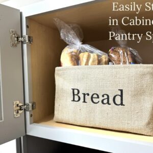 KINTNER DESIGNS Bread Storage Bin- Burlap basket for keeping Bread, Rolls and other items for Kitchen Counter or Pantry