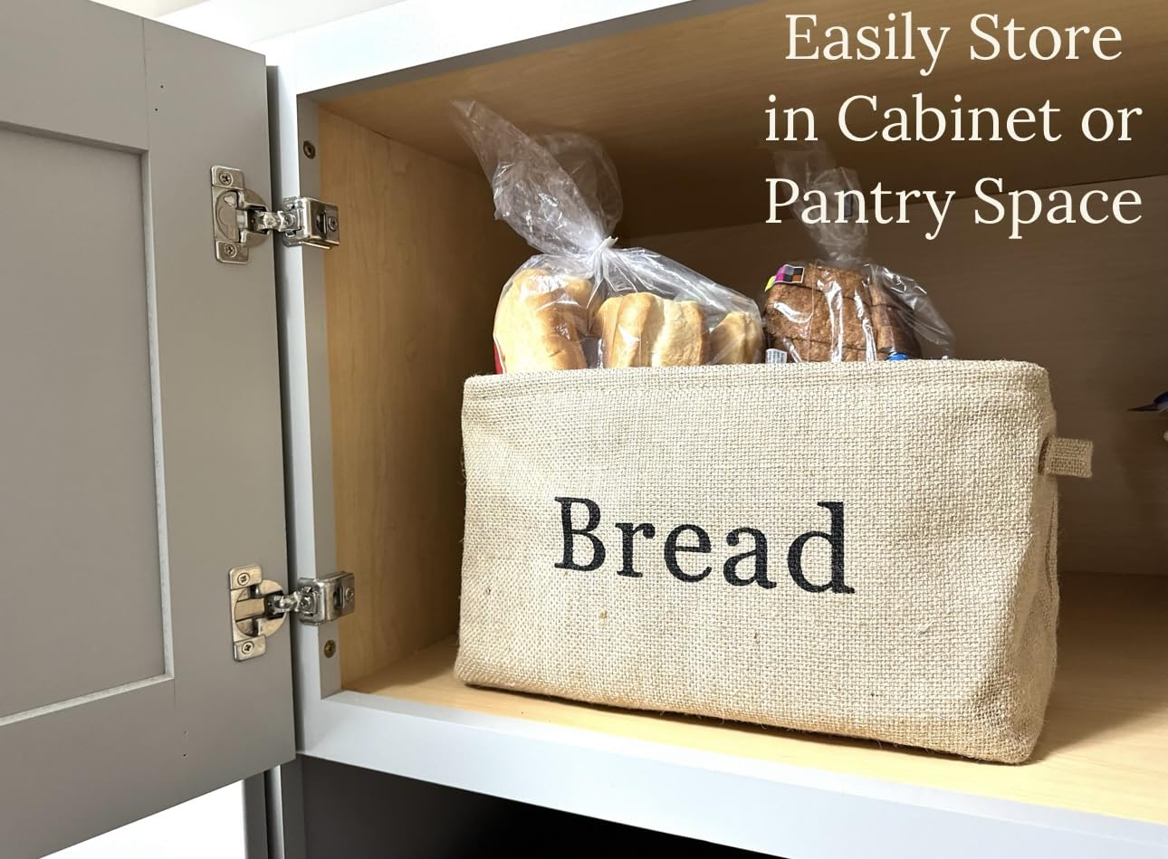 KINTNER DESIGNS Bread Storage Bin- Burlap basket for keeping Bread, Rolls and other items for Kitchen Counter or Pantry