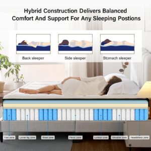 Suiforlun Full Mattress, 14 Inch Hybrid Mattress Full, Cool Gel Memory Foam and Heavier Coil Pocket Spring Mattress in a Box for Lumbar Support & Back Pain Relief, Medium-Plush, 120 Nights Trial