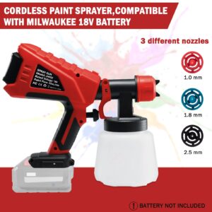 OUGESH Cordless Paint Sprayer for Milwaukee 18V Battery Airless Electric HVLP Spray Paint Gun Tools for House Painting/Home Interior and Exterior/Wood/Walls/Furniture/Floor/Fence (No Battery)