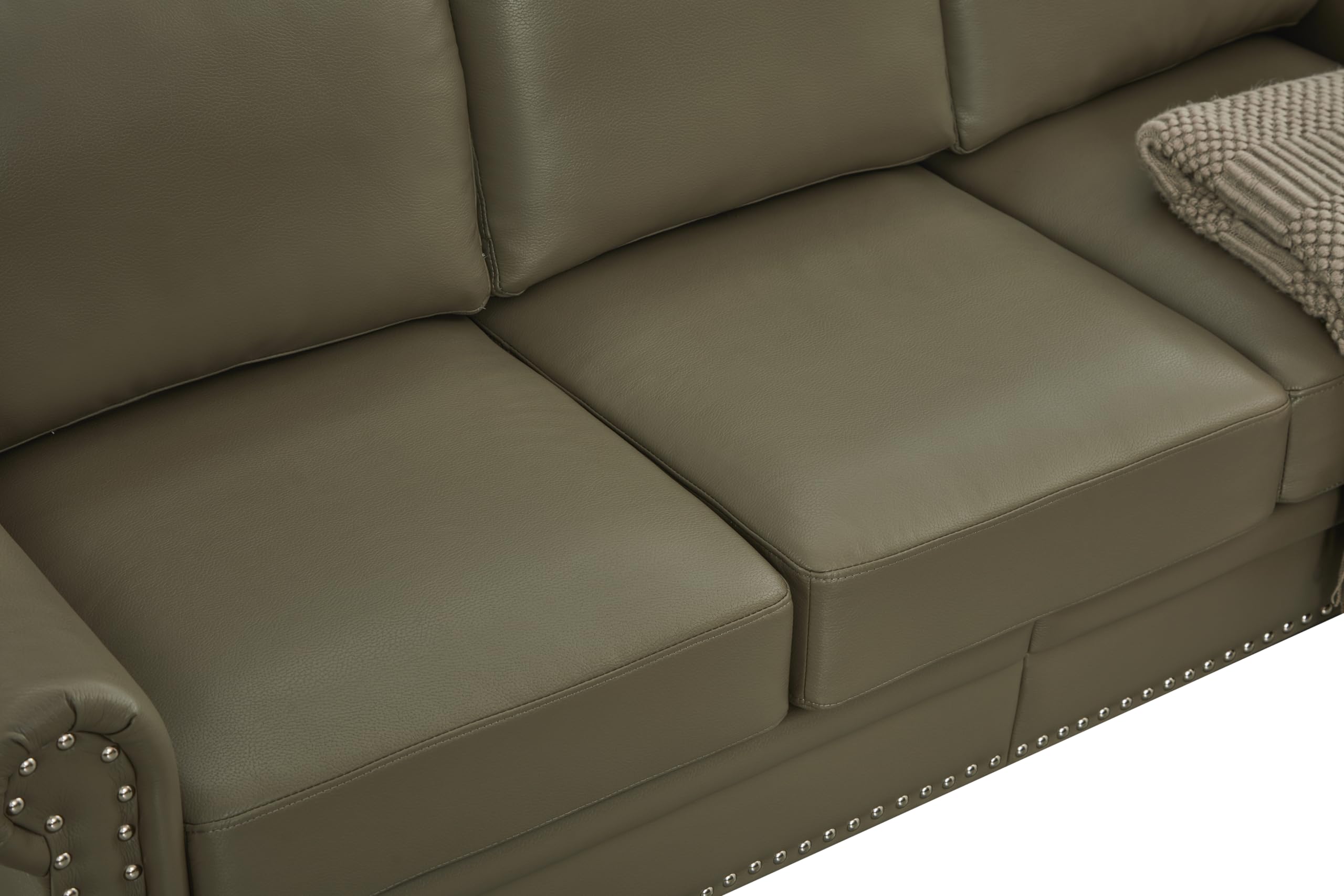 N NOORDENIYA 82'' Faux Leather Couch,Living Room Furniture Sofa, Rivet Decoration Leather Sofa Couch for Living Room Apply to Office and Home(3 Seater Sofas) Taupe