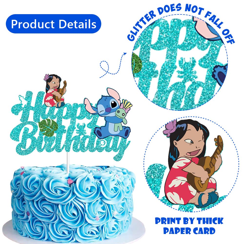 Blue Party Decorations- Cartoon Theme Party Supplies with Banner, Cake Cupcake Toppers, Balloons, Hanging Swirls for Boys Girls Kids Happy Birthday Party Decorations