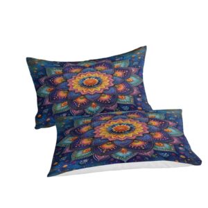 Bohemian Mandala 3D PrintedBeautiful Patterns Comforter Covers Bedding Set Quilt Cover Duvet Cover 3 Pieces for Childrens And Adults Microfiber with Pillowcases with Zipper Closure Queen（228x228cm）