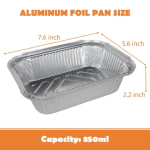 MorTime 40 Pcs Thanksgiving Foil Pans with Lids, Disposable Foil Food Containers with Harvest Themed Cardboard Covers, Aluminum Foil Baking Pan Cake Pans for Cooking, Heating, Roasting