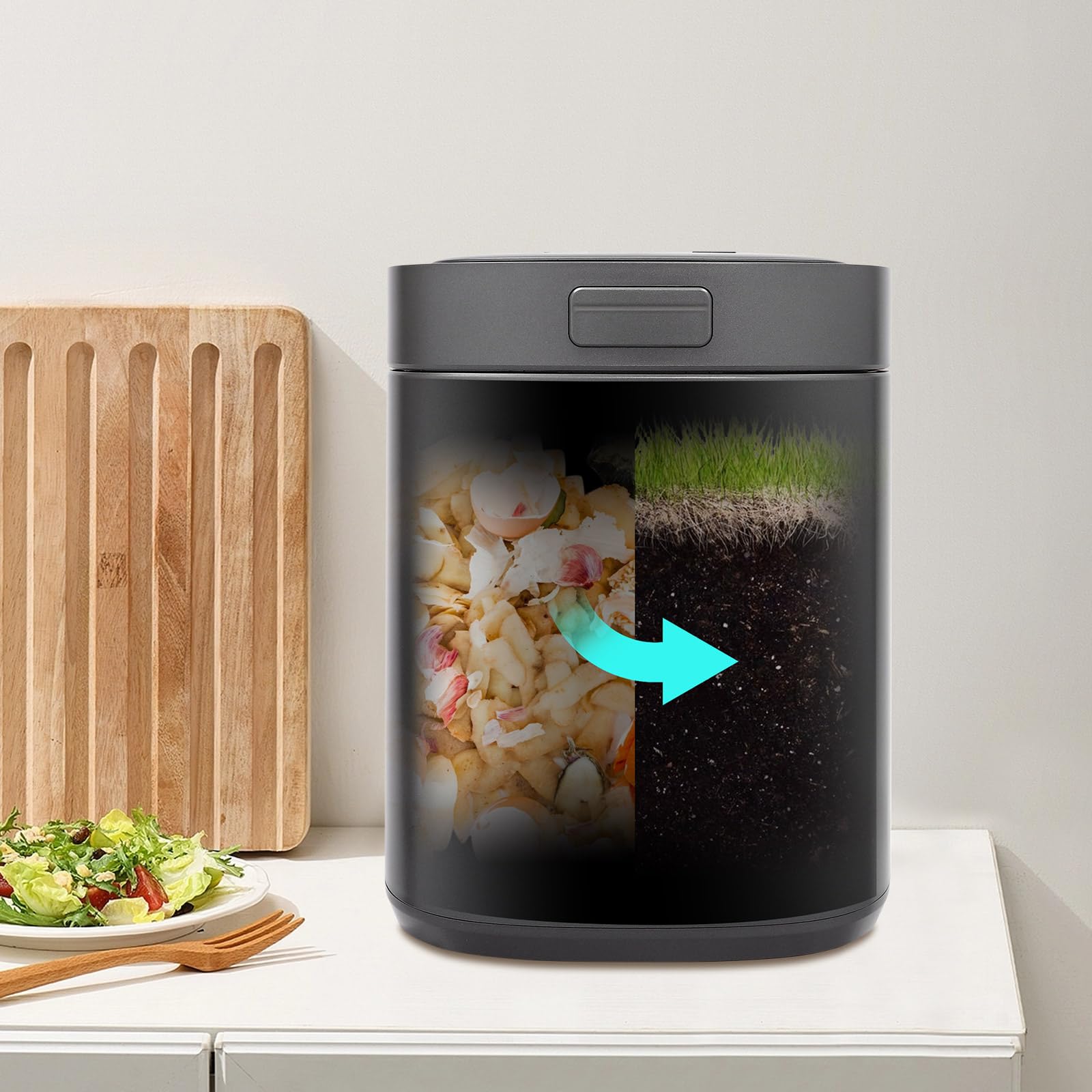 2.5L Electric Compost Machine Kitchen Mill Composter Bin Indoor Countertop Composting Machine with LED Display, Activated Car bon Odorless, Turn Food Waste and Scraps into Fertilizer for Garden Plants