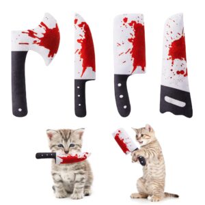 potaroma 4pcs cat toys catnip crinkly sound toy, horror knife-shaped kitten bite kicker toys, indoor exercise 7.5 inches for all breeds